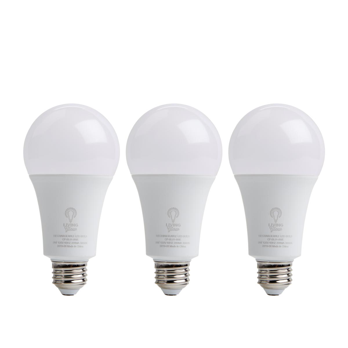 Living Glow Rechargeable LED Bulbs 3-Pack